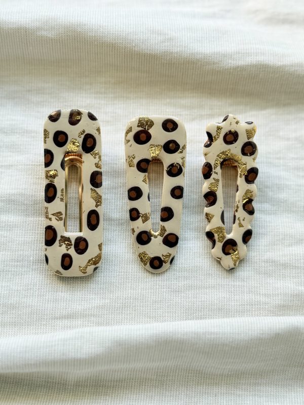 Barrettes - Léopard feuilles d'or – Image 2
