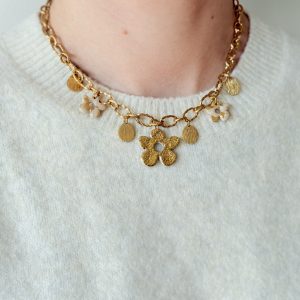Collier breloques SOLÉNA - Full feuilles d'or