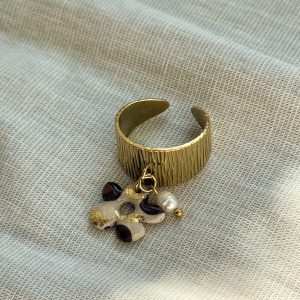 Bague Breloques SOLENA - Léopard feuilles d'or