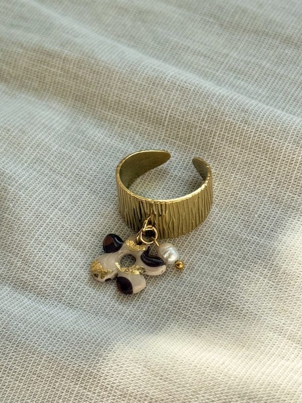 Bague Breloques SOLENA - Léopard feuilles d'or