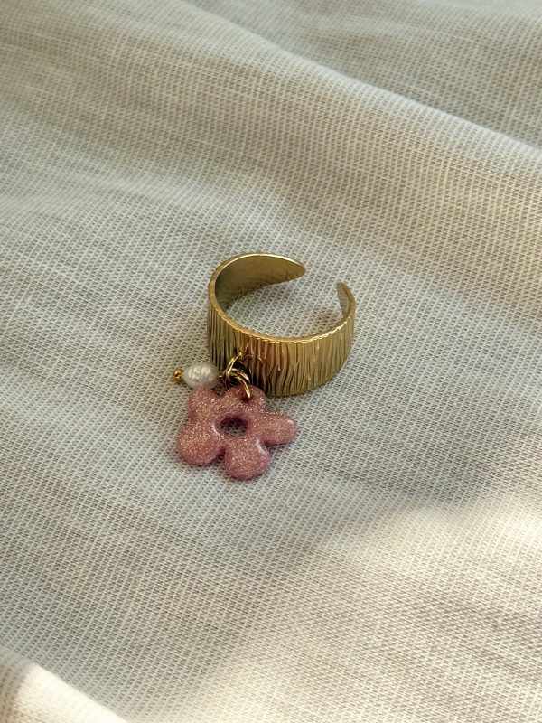 Bague Breloques SOLENA - Rose paillette