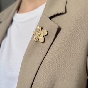 Broche - Beige feuilles d'or