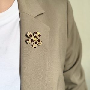 Broche - Léopard feuilles d'or