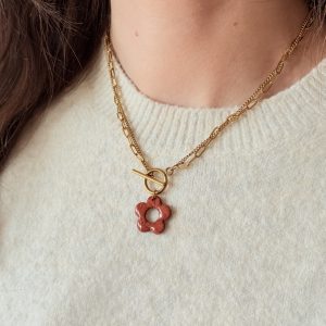 Collier pendentif YUNA - Brun Terracotta