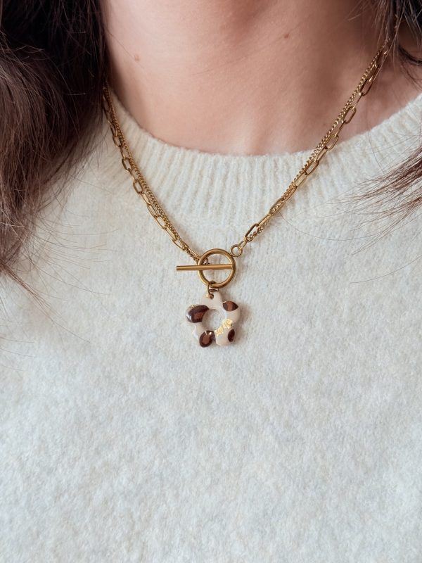 Collier pendentif YUNA - Léopard feuilles d'or