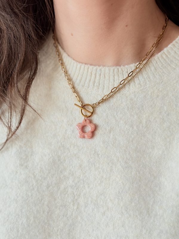 Collier pendentif YUNA - Rose paillette – Image 2