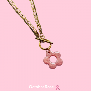 Collier pendentif YUNA - Rose paillette