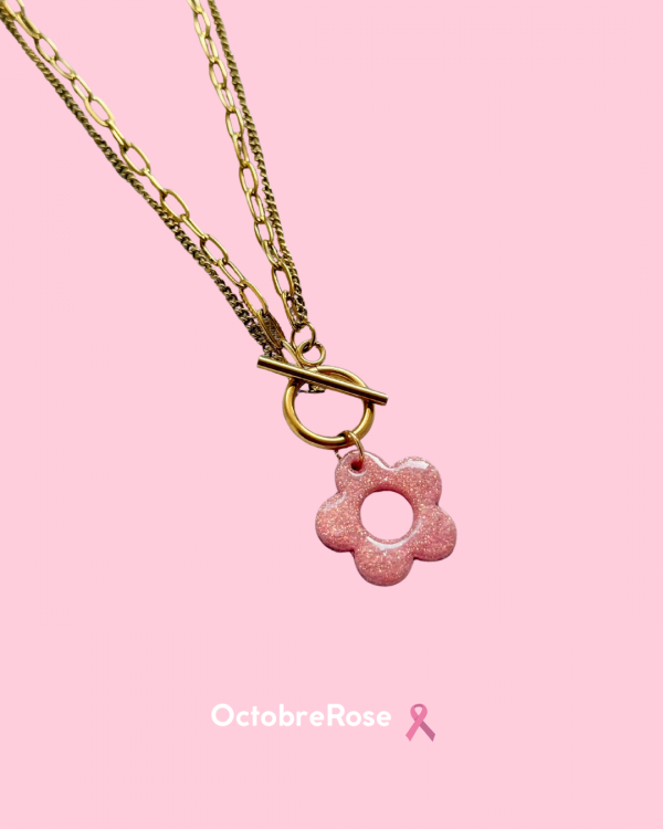 Collier pendentif YUNA - Rose paillette