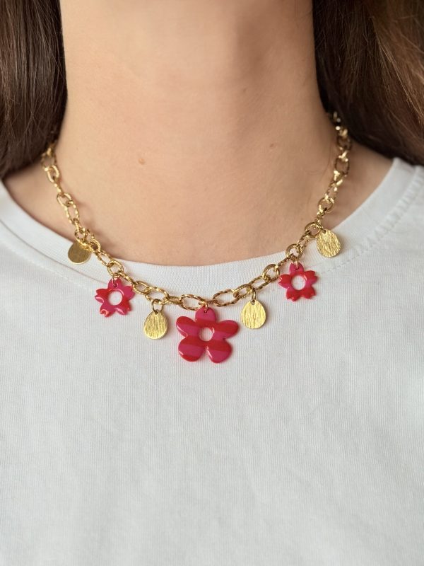 Collier breloques SOLENA - Rayure Cherry Boom / Framboise