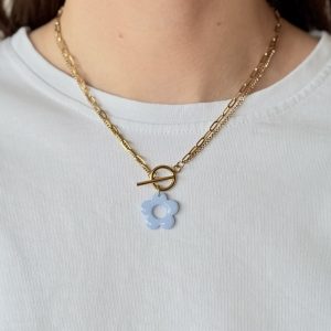Collier pendentif YUNA - Bleu ciel