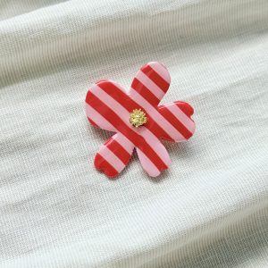 Broche - Rayure Rose poudré / Cherry boom