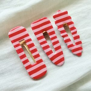 Barrettes - Rayure Rose poudré / Cherry Boom