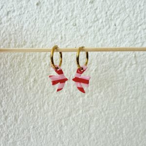Créoles Hirondelles - Rayure rose poudré / cherry boom