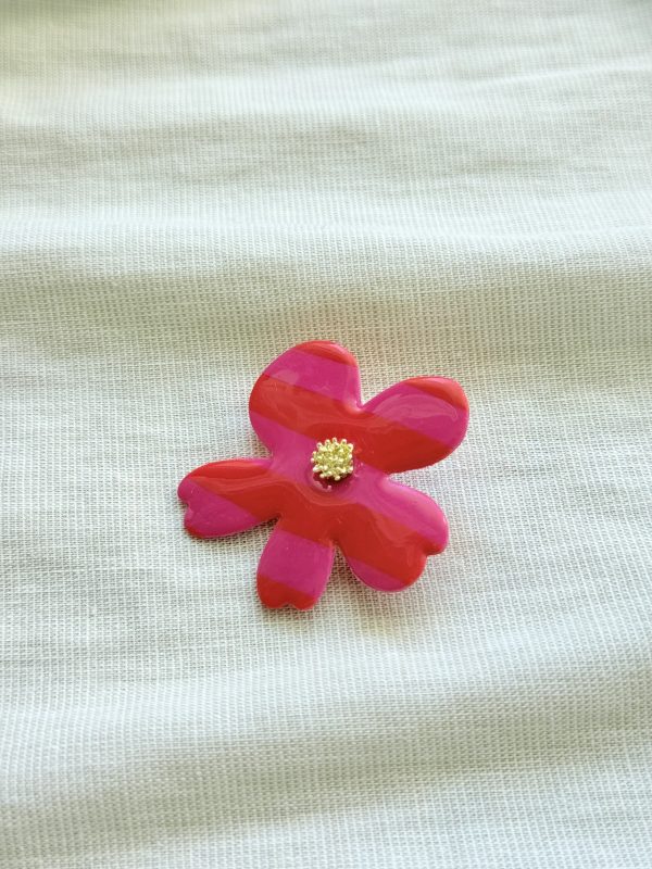 Broche - Rayure Cherry boom / Framboise
