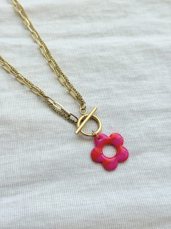 Collier pendentif YUNA - Rayure cherry boom / framboise – Image 2
