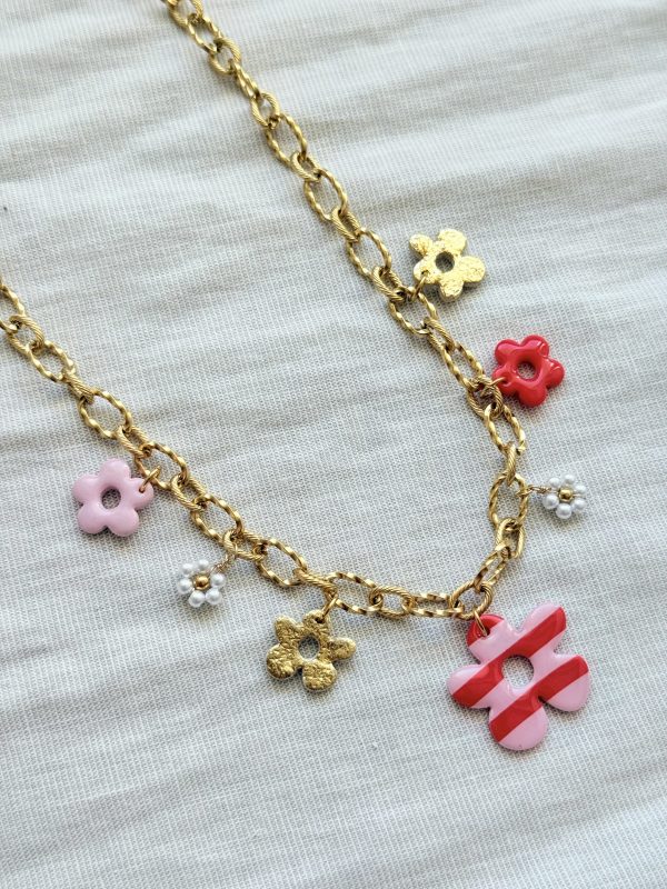 Collier breloques SOLENA - Rayure Rose poudré/ Cherry boom – Image 2