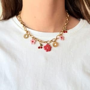 Collier breloques - FLEUR CERISIER 1