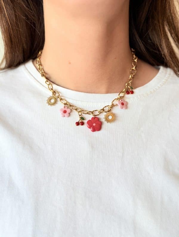 Collier breloques - FLEUR CERISIER 1
