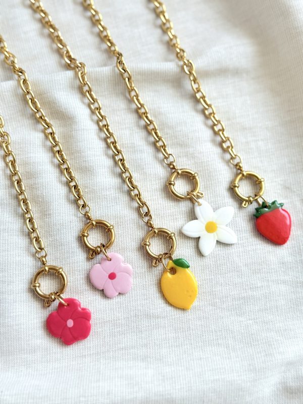 Collier pendentif - FLEUR CERISIER rose – Image 2