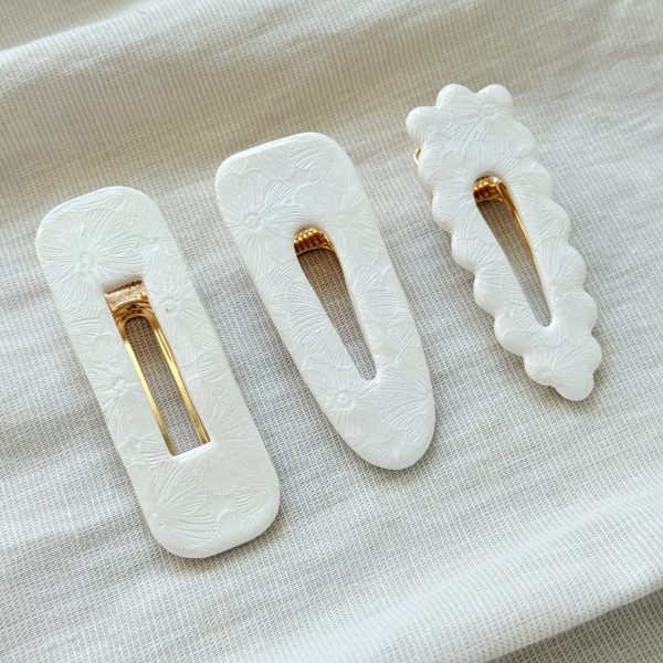 Barrettes - Blanc Nacré - Reliefs