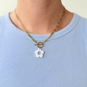 Collier pendentif YUNA – Blanc nacré