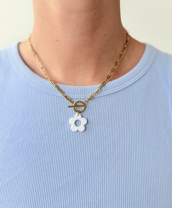 Collier pendentif YUNA – Blanc nacré