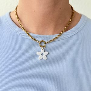 Collier pendentif IZABEL - Blanc nacré