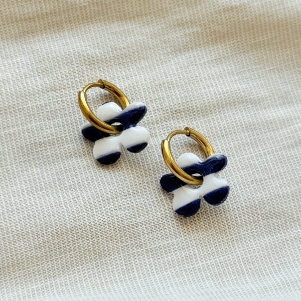 Mini créoles SOLENA - rayures marines