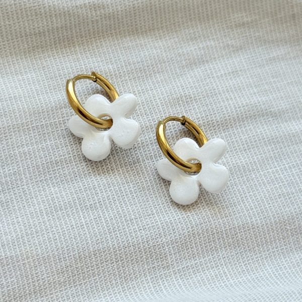 Mini créoles SOLENA - blanc nacré