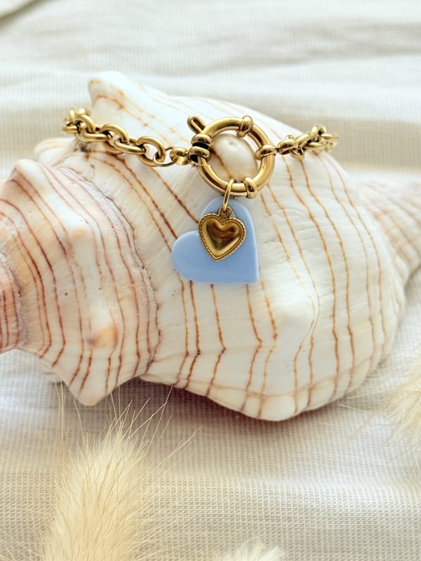 Bracelet - cœur bleu ciel