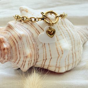 Bracelet - cœur blanc nacré