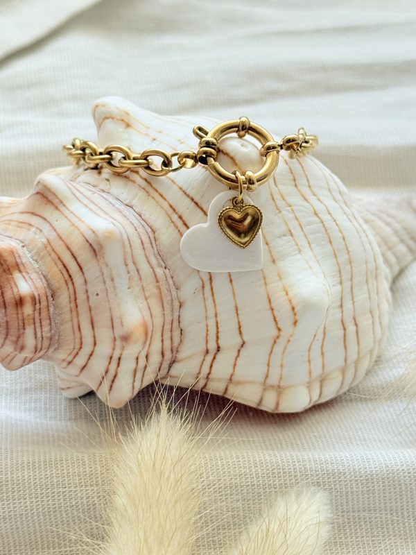 Bracelet - cœur blanc nacré