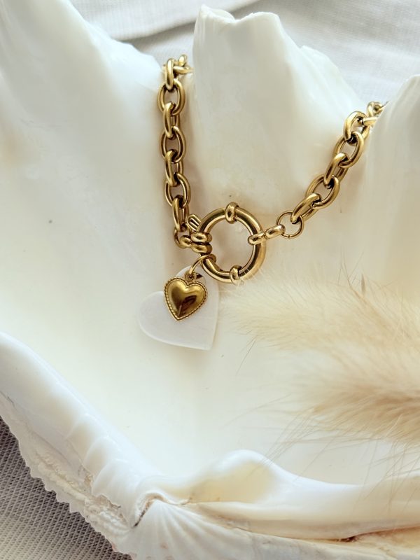 Bracelet - cœur blanc nacré – Image 2