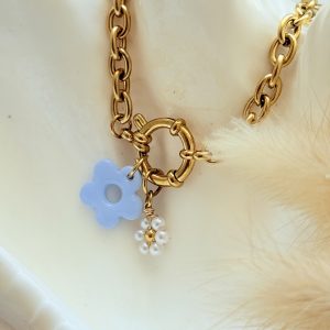 Bracelet - mini fleur bleu ciel
