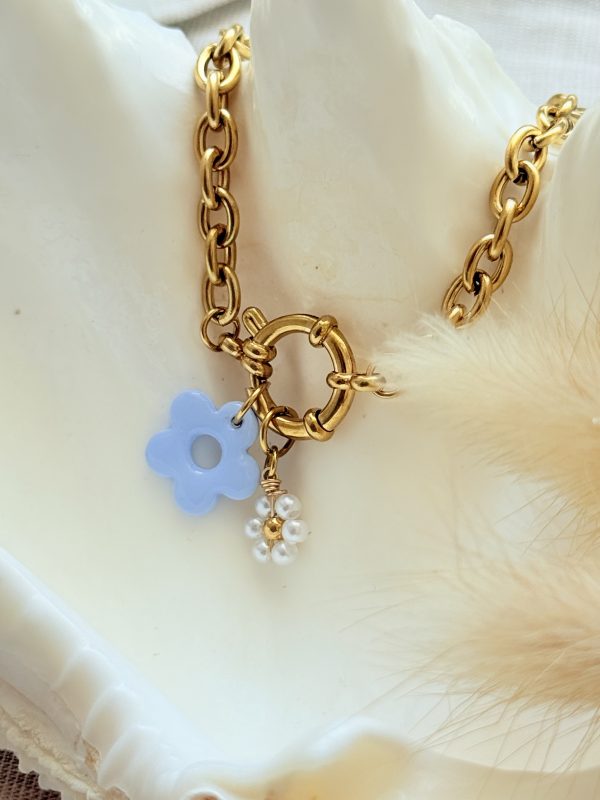 Bracelet - mini fleur bleu ciel