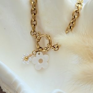 Bracelet - mini fleur blanc nacré