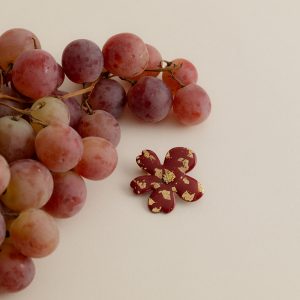 Broche - Bordeaux feuilles d'or