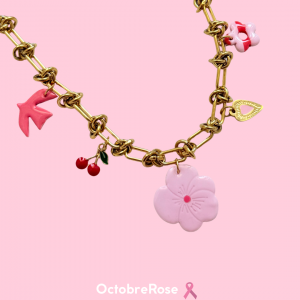 Collier breloques - OCTOBRE ROSE