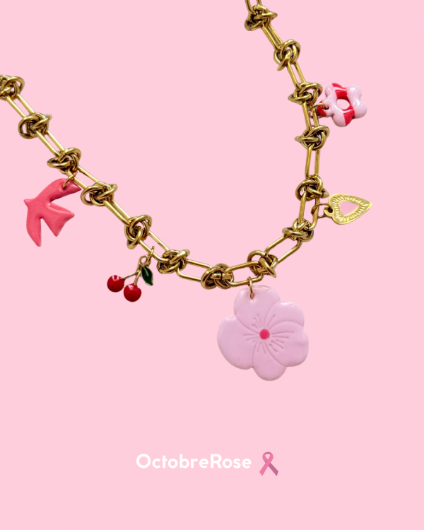 Collier breloques - OCTOBRE ROSE