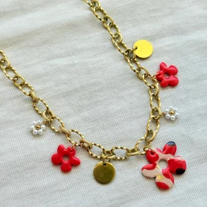Collier breloques - Coquelicot