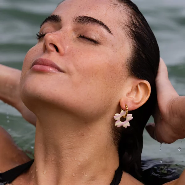 Créoles AZILIZ - Rayée rose et jaune