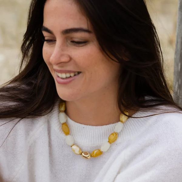 Collier ALICE - jaune et blanc