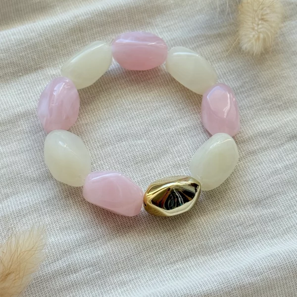Bracelet ALICE - rose et blanc