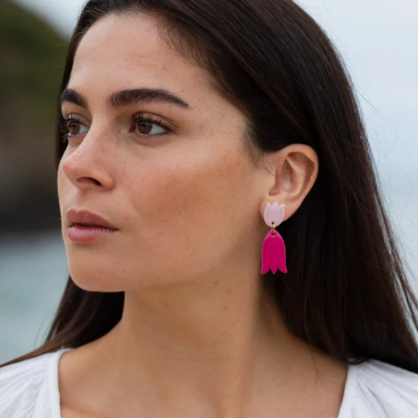 Boucles d'oreilles TULIPE - rose