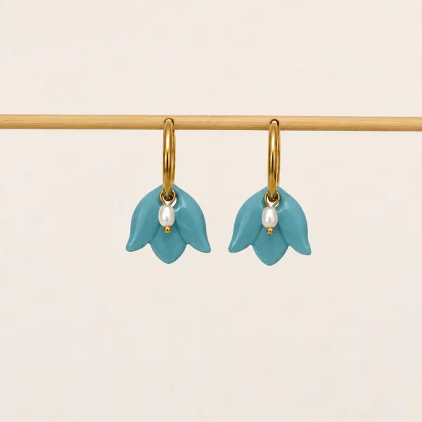 Créoles TULIPE - bleu lagon