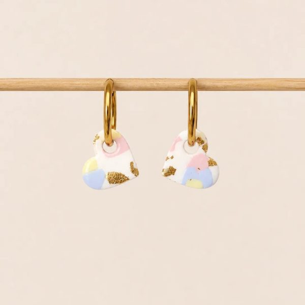 Créoles mini coeurs - terrazzo marine