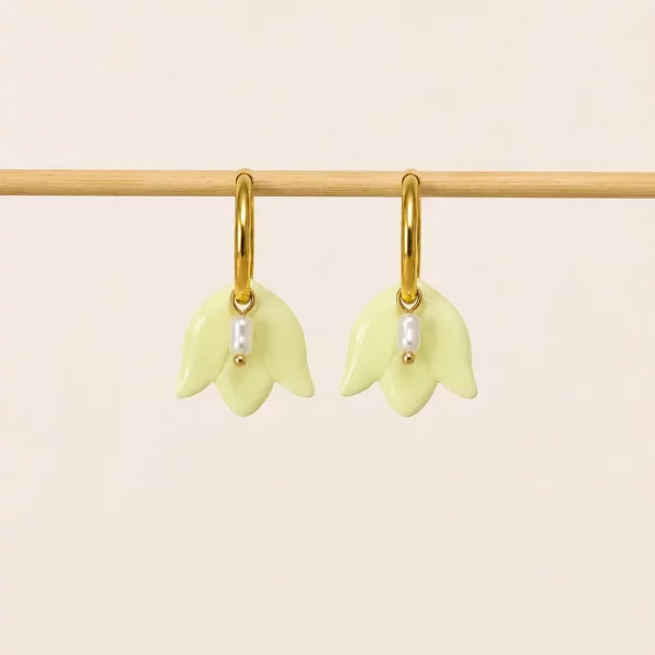 Créoles TULIPE - Jaune pastel