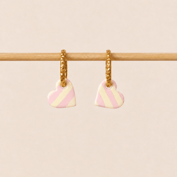 Créoles mini Valentine – rayée rose et jaune